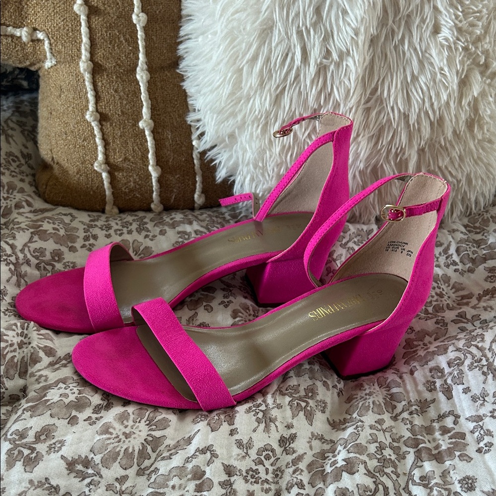 Vibrant Pink Block Heel Sandals